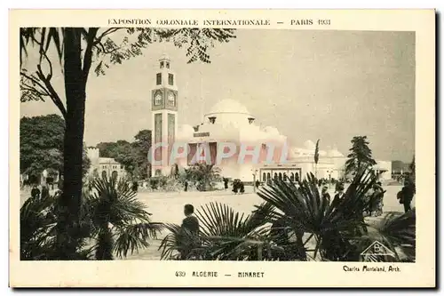 Ansichtskarte AK Exposition coloniale internationale Paris 1931 Algerie Minaret