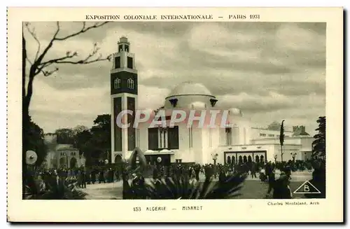 Cartes postales Exposition coloniale internationale Paris 1931 Algerie Minaret