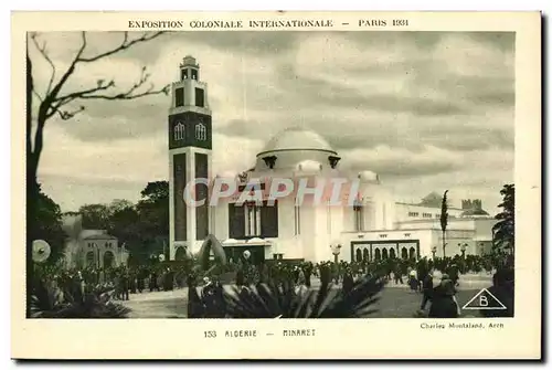 Cartes postales Exposition coloniale internationale Paris 1931 Algerie Minaret