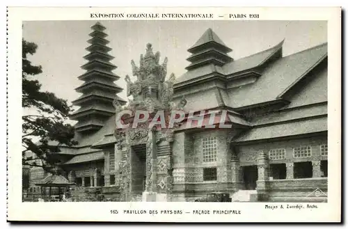 Cartes postales Exposition coloniale internationale Paris 1931 Pavillon Des Paye Bas Facade Principale