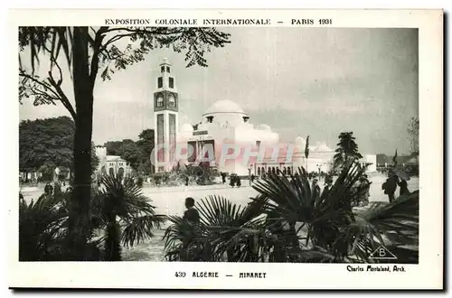 Cartes postales Exposition coloniale internationale Paris 1931 Algerie Minaret