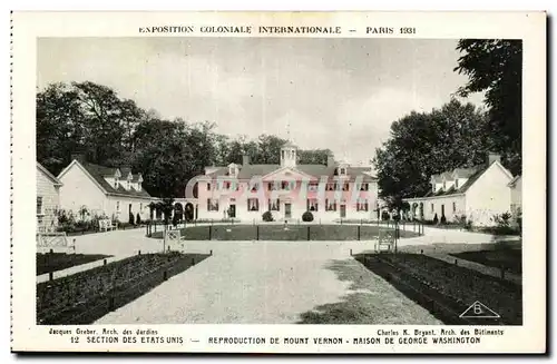 Ansichtskarte AK Exposition coloniale internationale Paris 1931 Section Des Etats Unis Reproduction De Mount Vern