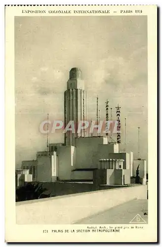 Cartes postales Exposition coloniale internationale Paris 1931 Palais De La Section Metropolitaine