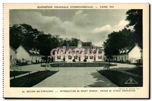 Ansichtskarte AK Exposition coloniale internationale Paris 1931 Section Des Etats Unis Reproduction De Mount Vern