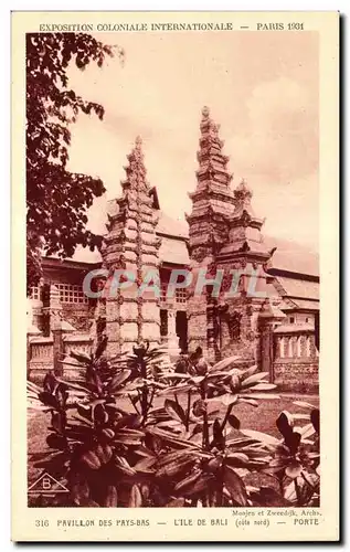 Ansichtskarte AK Exposition Coloniale Internationale Paris 1931 Pavillon Des Pays Bas L Ile De Bali Porte