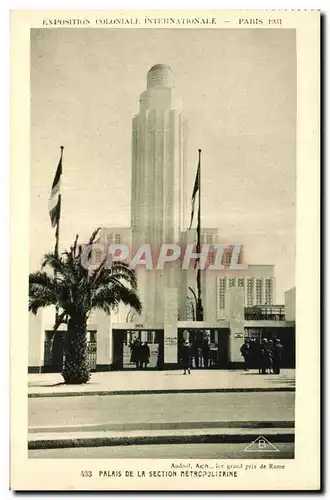 Cartes postales Exposition Coloniale Internationale Paris 1931 Palais De La Section Metropolitaine