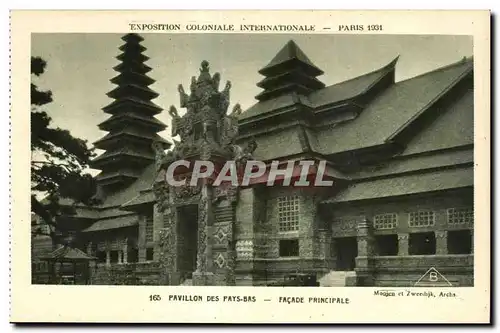 Cartes postales Exposition Coloniale Internationale Paris 1931 Pavillon Des Pays Bas Facade Principane