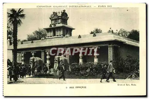 Cartes postales - Exposition Coloniale Internationale - Paris 1931 INDE FRANCAISE Elephants