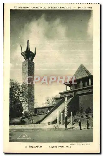 Cartes postales Exposition Coloniale Internationale de paris madagascar facade pnincipale