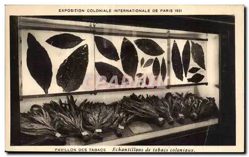 Cartes postales Exposition Coloniale Internationale De pavillon des tabacs echantillons de tabacs coloniaux