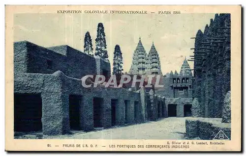 Cartes postales Exposition Coloniale Internationale De palais de les portiques commercants indigenes