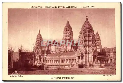 Cartes postales Exposition Coloniale Internationale De Paris temple d angkor vat