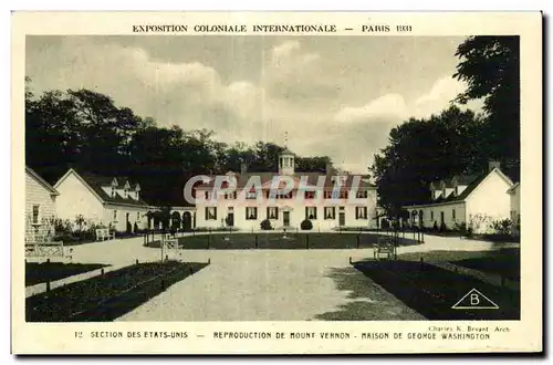 Cartes postales - Exposition Coloniale Internationale - Paris 1931 Section des Etats - Unis - Reproduction de Mo