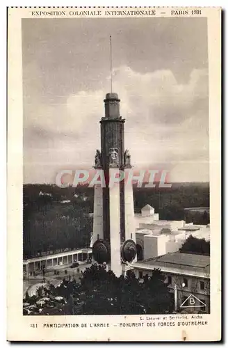 Ansichtskarte AK - Exposition Coloniale Internationale - Paris 1931 Participation de L Armee - Monument des Force