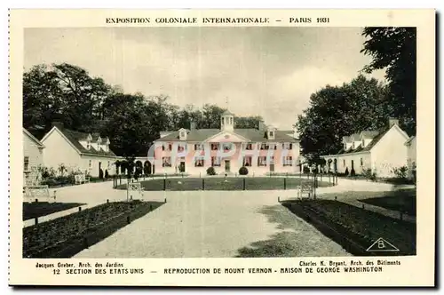 Cartes postales -Exposition Coloniale Internationale - Paris 1931 Section des Etats Unis - Reproduction de Mount