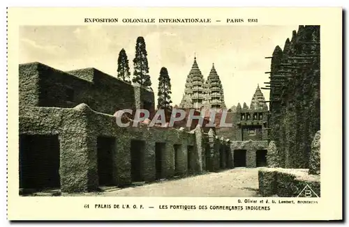 Cartes postales - Exposition Coloniale Internationale - Paris 1931 Palais de l A O F - Les Portiques des Commerc