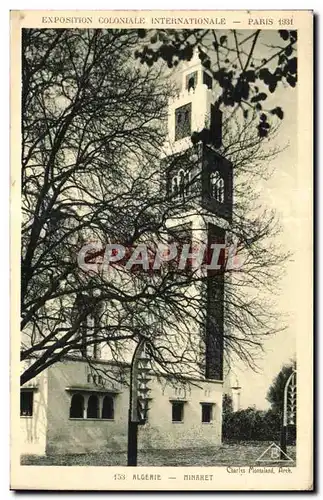 Cartes postales - Exposition Coloniale Internationale - Paris 1931 Algerie - Minaret