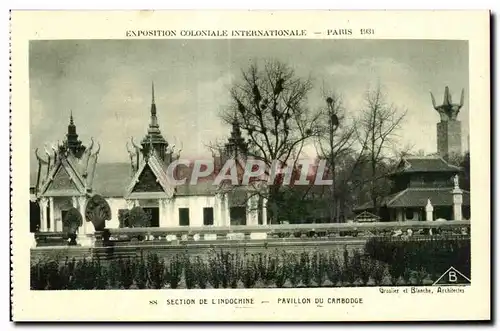 Cartes postales - Exposition Coloniale Internationale - Paris 1931 Section de l Indochine - Pavillon du Cambodge