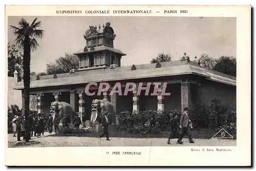 Cartes postales - Exposition Coloniale Internationale - Paris 1931 Inde Francaise Elephant Elephants