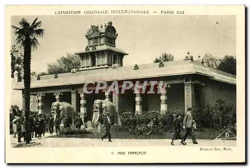 Cartes postales - Exposition Coloniale Internationale - Paris 1931 Inde Francaise Elephant Elephants