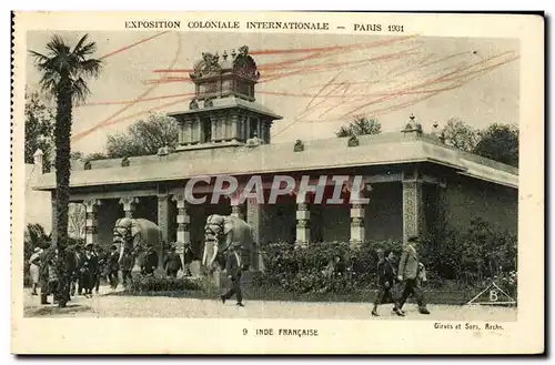 Cartes postales - Exposition Coloniale Internationale - Paris 1931 Inde Francaise Elephant Elephants