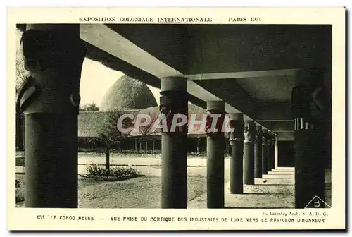 Cartes postales -Exposition Coloniale Internationale - Paris 1931 Le Congo Belge - vue Prise du Portique des Ind