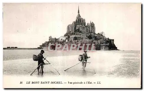 Cartes postales Le mont saint michel Vue generale a l est Peche pecheurs