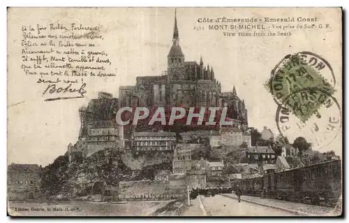 Cartes postales Mont st michel vue prise du sud Train