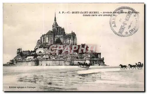 Cartes postales Mont saint michel Arrivee des voitures de genets