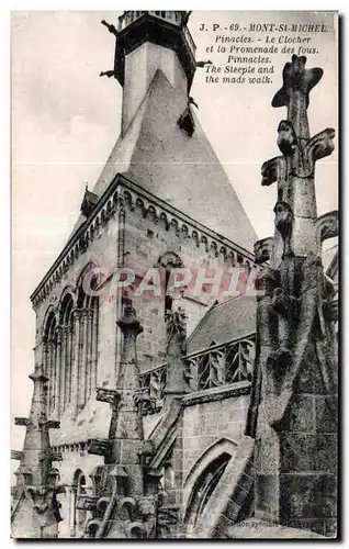 Cartes postales MOnt st michel pinacles le clocher et la promenade des fous pinnacles The steeple and the mads w