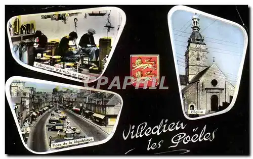 Cartes postales Villedieu Les Poeles place de la Republique l Eglise