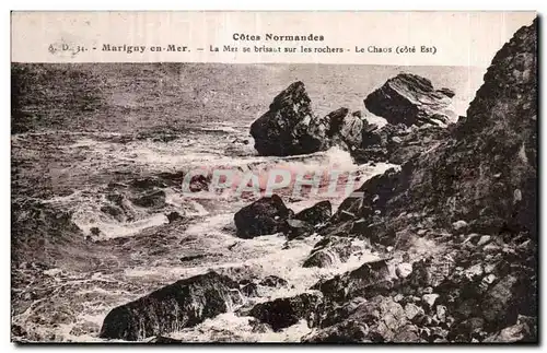 Cartes postales Marigny en Mer la mes se brisant sur les rochers