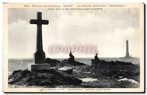 Cartes postales Environs de Cherbourg Goury La Croix du sous marin Vendemiaire Could dans le Raz Blanchard avant