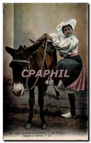 Cartes postales Les Sables D olonne Nos sablaises montant a bourrin Ane Donkey