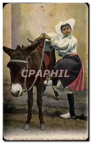 Cartes postales Les Sables d Olonne Nos Sablaises Montent a Bourrin Ane Donkey