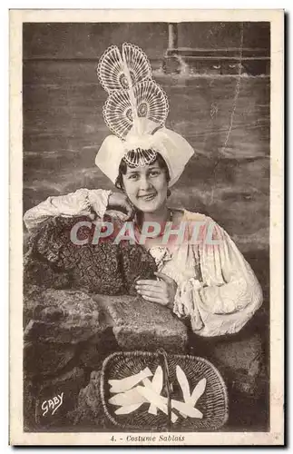 Ansichtskarte AK Les sables d Olonne costume sablais Folklore Costume