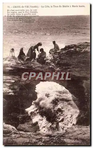 Cartes postales Croix de Vie (Vendee) La Cote le Trou du Diable a Maree haute