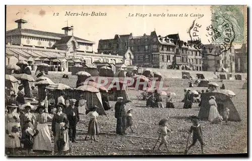 Cartes postales Mers les Bains la Plage a maree basse et le Casino