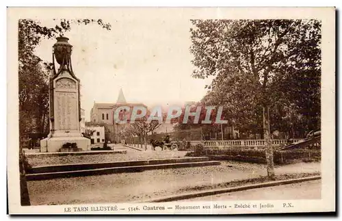 Cartes postales Castres Monument aux Morts Eveche et Jardin