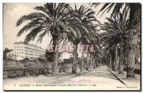 Cartes postales Hyeres Avenue Beaugard et Grand Hotel des Palmiers