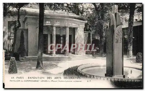 Cartes postales Paris Exposition des Arts Decoratifs Pavillon du Commissariat Generale