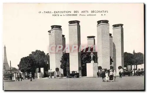 Cartes postales Paris Exposition des Arts Decoratifs Porte de la Concorde