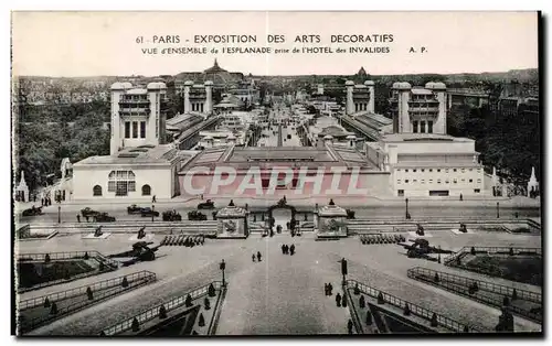 Cartes postales Paris Exposition des Arts Decoratifs Vue d Ensemble de l esplanade de Hotel des Invalides