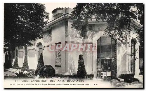 Cartes postales Paris Exposition des Arts Decoratifs Pavillon de la ville de Paris