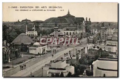 Cartes postales Paris Exposition Internationale des Arts Decoratifs Vue generale de l Esplanade des invalides