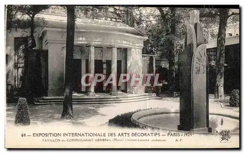 Cartes postales Exposition Paris Des Arts Decoratifs Pavillon du Commissariat General