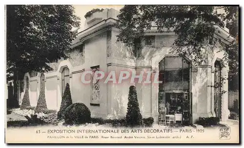 Cartes postales Exposition Internationale des arts Decoratifs Paris 1925 Pavillon de la Ville de Paris