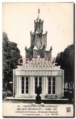 Cartes postales Exposition Internationale des arts Decoratifs Paris 1925 Pavillon national de la Republique Polo
