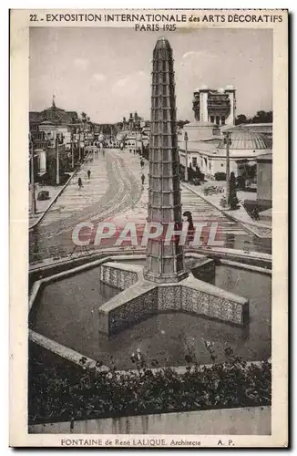 Cartes postales Exposition Internationale des arts Decoratifs Paris 1925 Fontaine de rene Lalique