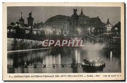 Cartes postales Exposition Internationale des arts Decoratifs Paris 1925 vue de NUIT